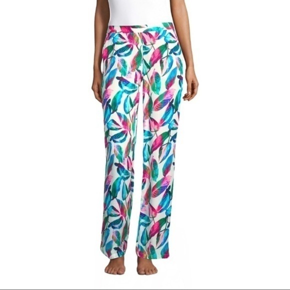 Onia • Topical Leafy Mila Pants • Green Pink White Loose Lightweight - Picture 3 of 8